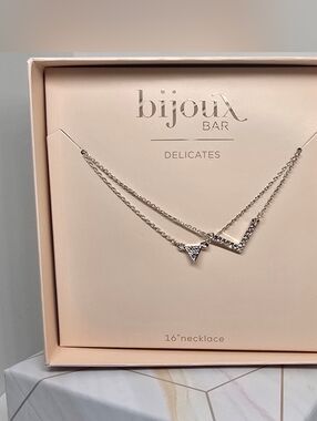 Bijoux Bar Silver Layered V Triangle Necklace